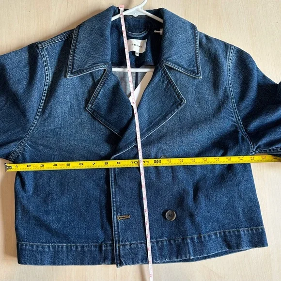 Frame Denim Dark Blue Double Breasted Jean Jacket - Picture 3 of 3